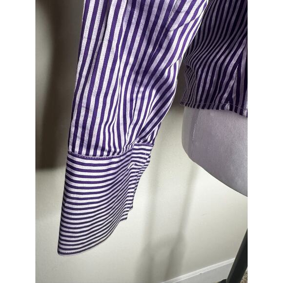 Charles Tyrwhitt Woman Jermyn Street US Size 6 Purple Striped Button Down Shirt - Picture 4 of 13